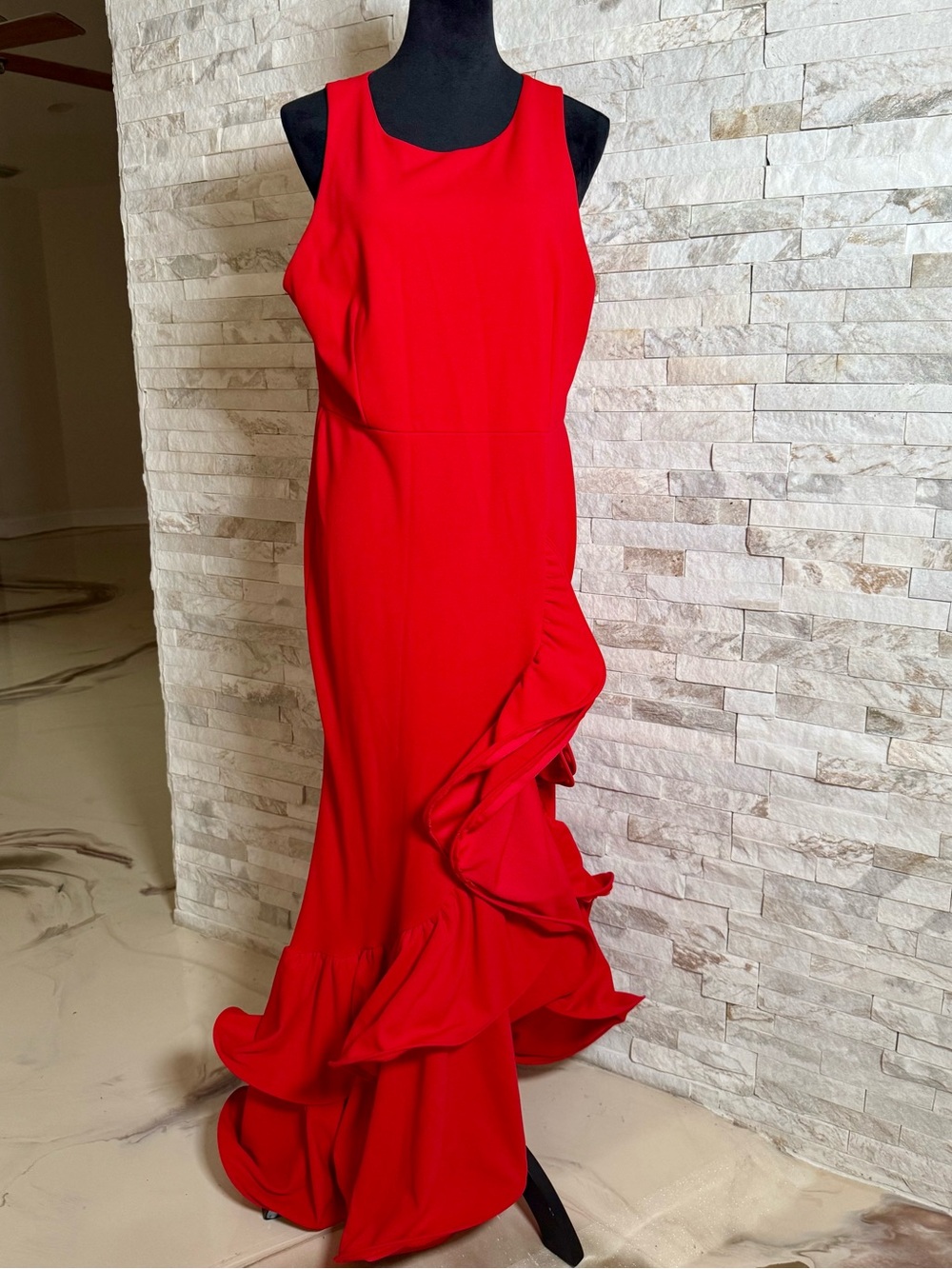 Red Ruffled Evening Gown-Fashion Nova Women Dresses